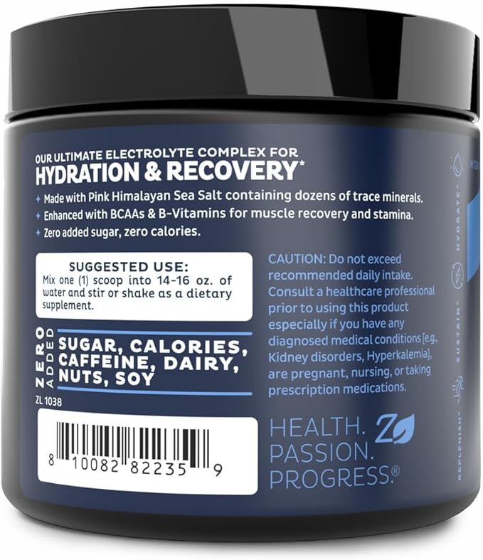 Zeal Electrolyte Powder Recovery Drink (30 Servings | White Gummy Bear) w 0 Sugar +BCAAs +B-Vitamins Electrolyte Supplement w Potassium Zinc & Magnesium for Hydration - Keto Electrolytes