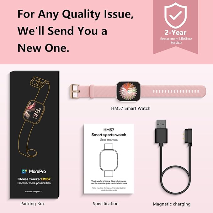 MorePro Health Fitness Tracker with 24/7 Heart Rate/Blood Pressure Monitor, Blood Oxy-gen/Sleep Tracking, 120+ Sports Activity Tracker, Smart Watch (Make/Answer Call) with Step Counter for Women Men