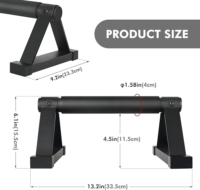 Wood push up bars Parallettes bars Anti-slip Handstand Bars for Calisthenics, Fitness, Floor workouts Solid Wood with Sturdy Metal Bracket, Support 500 lbs