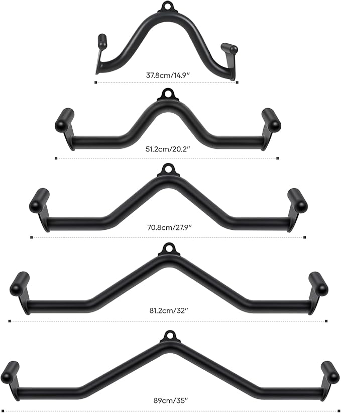 5 Pcs V-bar Pulley Cable Machine Attachments:Home Gym Fitness Rowing T-bar Handle Grips LAT Pull Down Bar Press DownTraining,Bicep Curl Tricep LAT pulldown Bar Back Strength Training