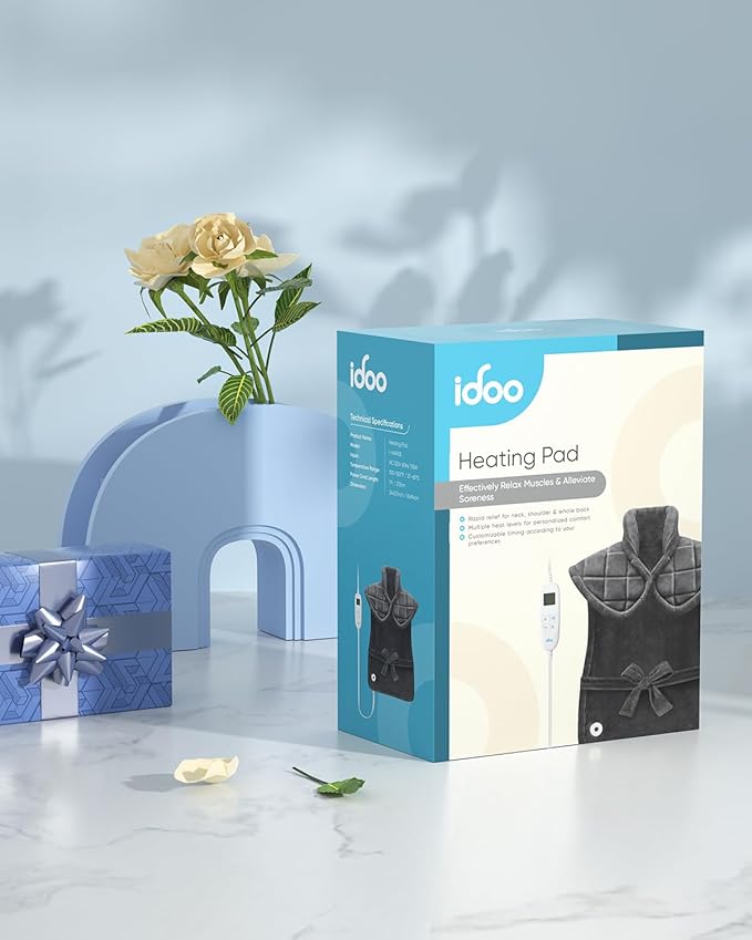 iDOO FSA Eligible Items, Birthday Gifts for Men, King Size Heating Pad for Back Pain Relief, Weighted Electric Heat Pad for Neck and Shoulders, 24"x37" XXL Large Back Heated Wrap, ETL Certified