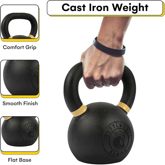 Kettlebell Kings Powder Coated Kettlebell Weights - 9-97 lb Strength Training Kettlebells for Men and Women - Hand Weights Workout Gym Equipment - Weights Set for Home Gym- New