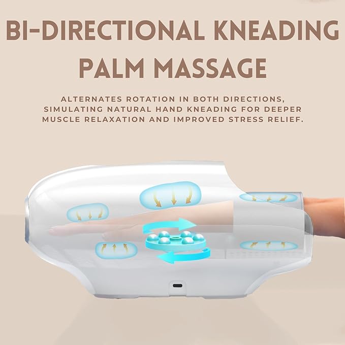 Hand Massager with Heat and Compression for Arthritis and Carpal Tunnel, Finger Numbness, Circulation, Pain Relief, from Wrist to Palm and Finger with Kneading Rollers, Fan Cooling Gifts for Women Men