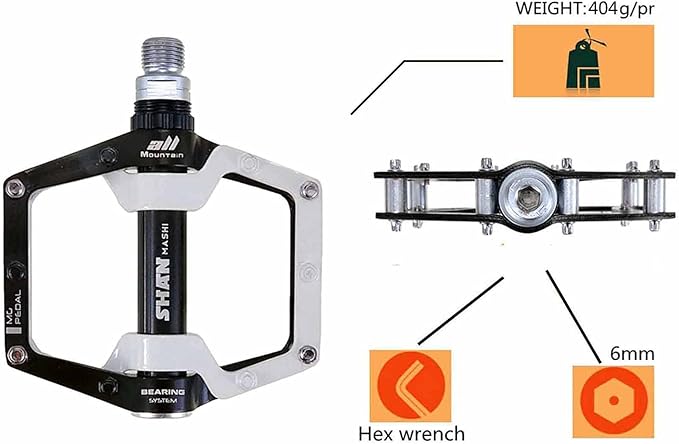 Bicycle Pedals-Aluminium Alloy Bicycle Pedals-Mountain Bike Pedals with Removable Non-Slip Studs 9/16