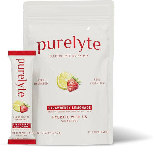 Electrolyte Drink Mix – Sugar-Free Hydration Powder Packets – Clean Electrolytes with Trace Minerals – Keto, Vegan, Gluten-Free – No Artificial Sweeteners – 12 Sticks – Strawberry Lemonade