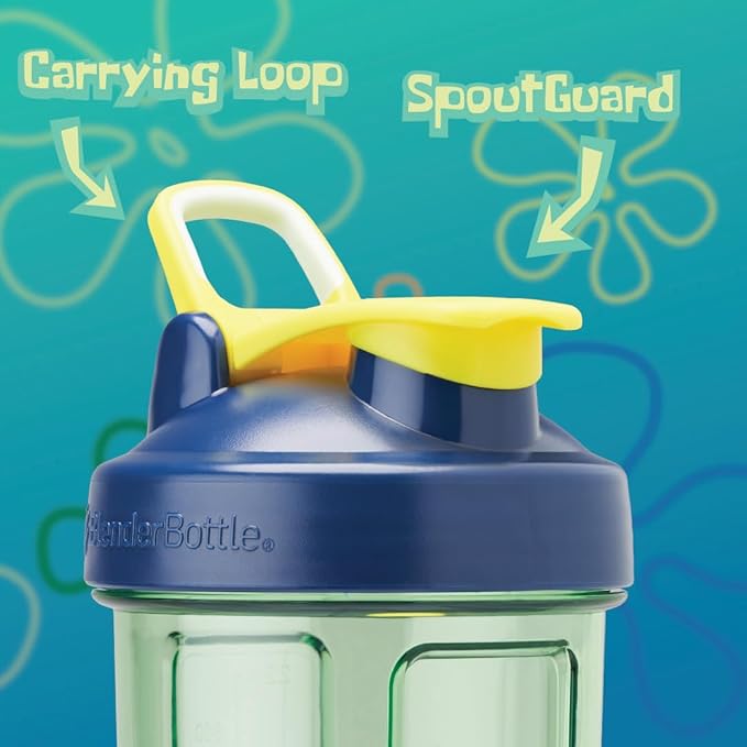 BlenderBottle Spongebob Shaker Bottle Pro Series Perfect for Protein Shakes and Pre Workout, 28-Ounce, Blue, Im Ready!