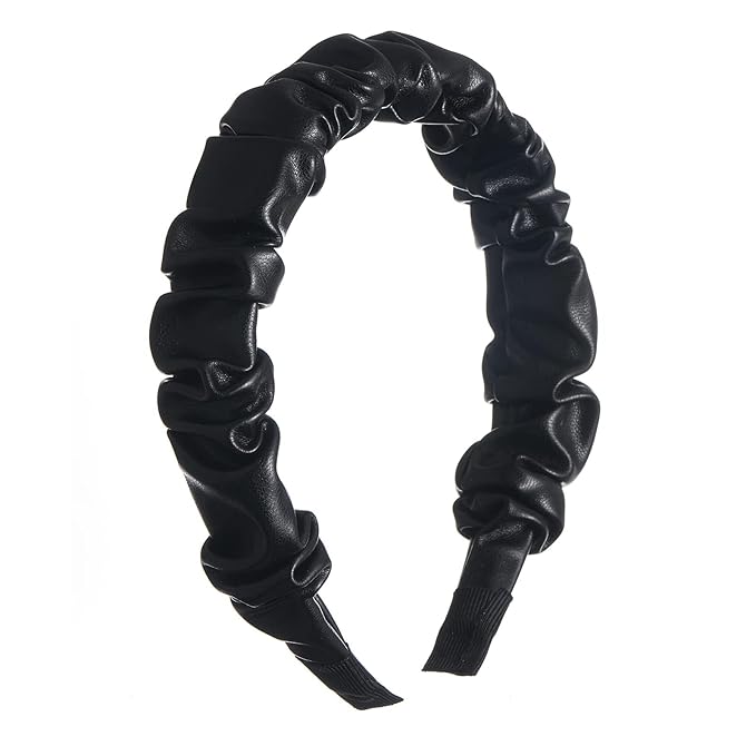 Madison Tyler Leather Headbands for Women | PU Leather Black Handmade Outdoor Jeweled Hair Band for Girls | Thin and Thick Hair | Skincare and Boho Spring Headband