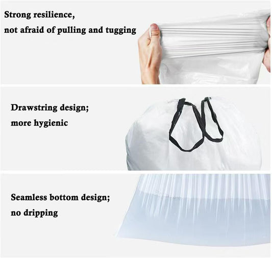 Ultra thick heavy duty Plastic 16 gallon no tear open drawstring trash bags white lavender scent Plastic garbage bags for household kitchen bedroom bathroom living room office restaurant