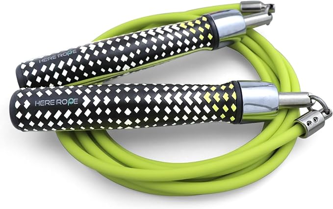 HEREROPE 1/4LB Weighted Jump Rope for Speed, Cardio, Boxing & Workout, Skipping Rope with Ball-bearing, Comfortable & Ergonomic Grip, Tangle Free Cable, Jump Ropes for Men Women Fitness