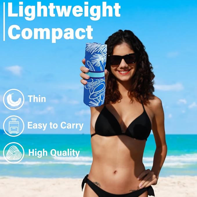 2 Pack Microfiber Lightweight Beach Towel Sand Free Quick Dry Absorbent Thin Compact Towels for Swimming Pool Camping Beach Accessories Large Easy Pack Travel Things for Vacation Essentials Gift