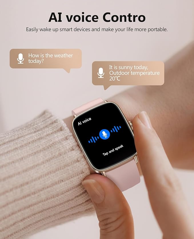 2025 Smart Watches for Women, 1.85" AI Voice Smartwatch, 24/7 Heart Rate Monitor, Stress/SpO2/Sleep Tracker, IP68 Waterproof, Weather, 100+ Sports Fitness Tracker for Android iOS Pink