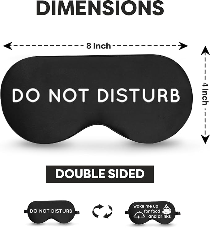 VITYA Charcoal Do Not Disturb/Wake Me Up Double-Sided Silk Sleep Mask for Women/Men | Light Blocking | Soft Breathable Sleep Eye Mask for Traveling on Airplane | Eye Mask with Elastic Strap