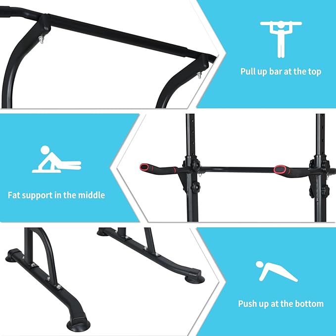 Adjustable Height Dip Bar Station, Heavy Duty Dip Station Push Up Bar for Home Gym,Multi-function Dip Station Pull Up Bar Full Body Strength Training Workout Fitness Equipment for Tricep Dips