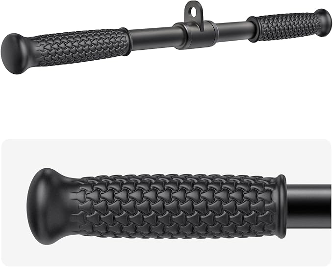 SELEWARE Triceps LAT Pulldown Attachments Home Gym Workout Accessories with Non-Slip Soft Rubber Grip Cable Machine Attachments Triceps Rope Double D Row Handle Pull Down Bar Straight Bar Exercise