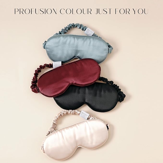 100% 22 Momme Mulberry Silk Sleep Mask, Eye Cover for Sleeping, Blackout 3D Sleep Masks for Lash Extensions with Adjustable Strap for Men and Women (Purple)