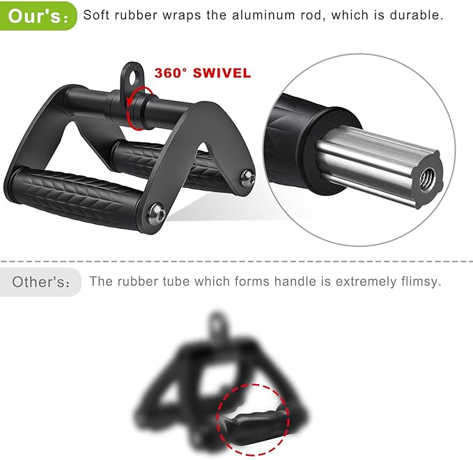 SELEWARE Triceps LAT Pulldown Attachments Home Gym Workout Accessories with Non-Slip Soft Rubber Grip Cable Machine Attachments Triceps Rope Double D Row Handle Pull Down Bar Straight Bar Exercise