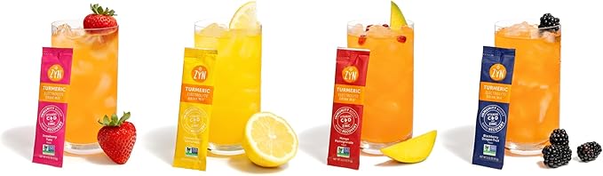 ZYN Electrolyte Drink Mix Hydration Packets, Electrolytes Powder, Hydration Packets w/Turmeric Curcumin, Vitamin C and D, Zinc, Hydrate Electrolyte Powder Packets for Wellness, Variety Pack of 32