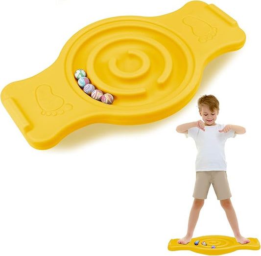 Maze Balance Board for Kids Plastic Wobble Rocker Balance Board with Mini Balls Load 220lb Balance Game with Handles for Toddler Balancing Exercise Equipment Game, 24.5 x 11.8 Inch