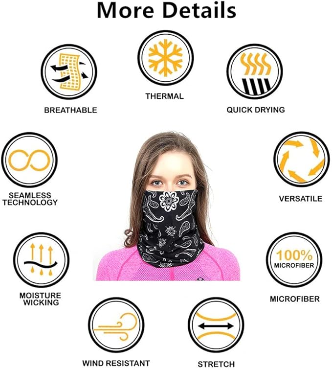 Headband Neck Gaiter Head Wrap Headwear Face Mask Magic Scarf Bandana for Men and Women