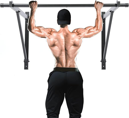 ECOTRIC 46" Wall Mounted Pull Up Chin Up Bar Heavy Duty Gym Workout Fitness Home Mount Fitness 500lbs