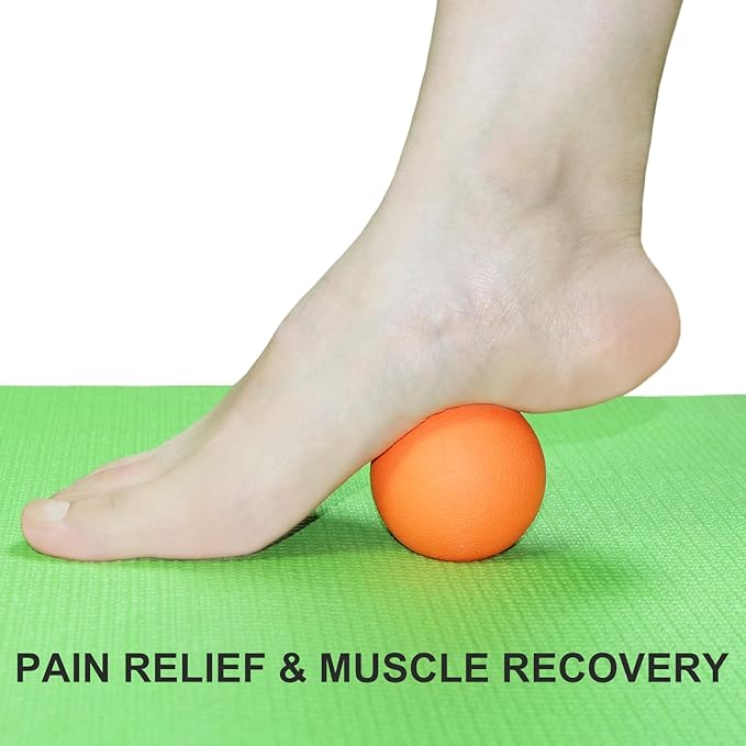 Hard Lacrosse Ball Massage Ball Therapy. Firm Trigger Point Massager Tool for Deep Tissue Yoga Physiotherapy Myofascial Release Muscle Relax Plantar Fasciitis Pain Relief (2 Pack) (Orange)