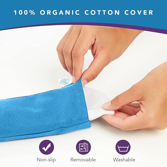 Lotus Weighted Lavender Eye Pillow – Aromatherapy Eye Mask for Meditation, Yoga & Relaxation – Natural Self-Care Gift for Women & Men- Blue