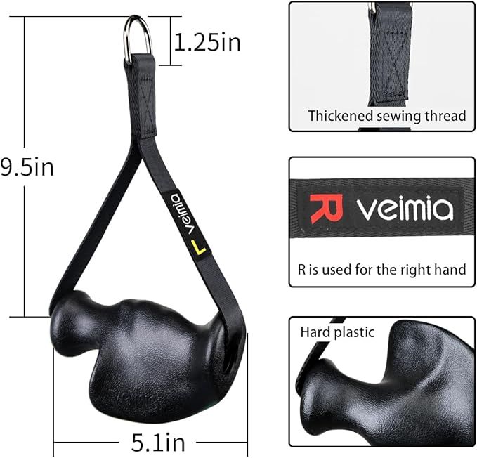 Ergonomic Gym Handles, Double D Row Handles, Cable Machine Handles for T-Row, Pullers, Resistance Bands, Gym Handles for Cables, Strength Trainers and Tricep Exercise Machine Attachments
