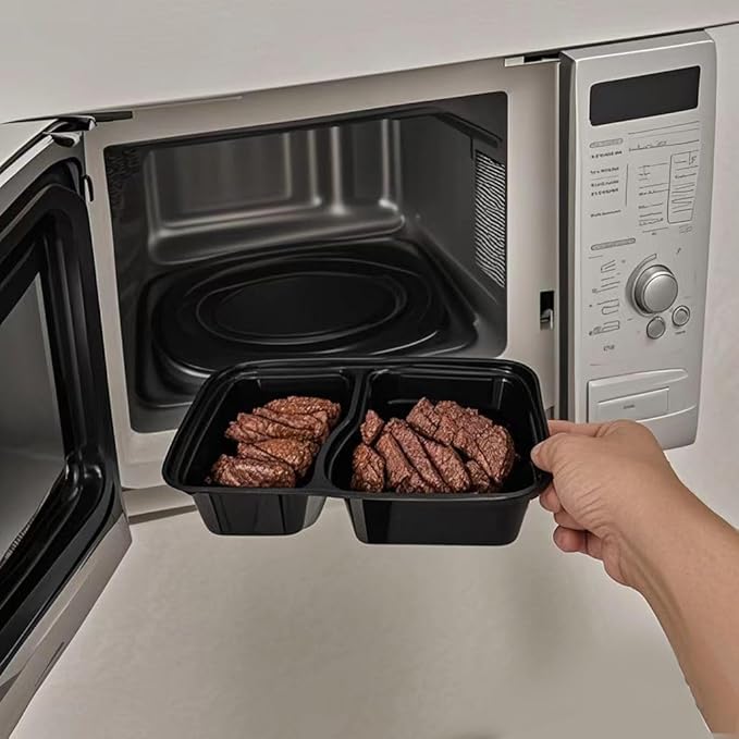 100pc 28 Oz 2-Grid Meal Prep Containers disposable, Plastic Food Take Out Containers With Lid, Take Out Containers Disposable, Reusable food storage containers,Microwave Freezer Dishwasher Safe