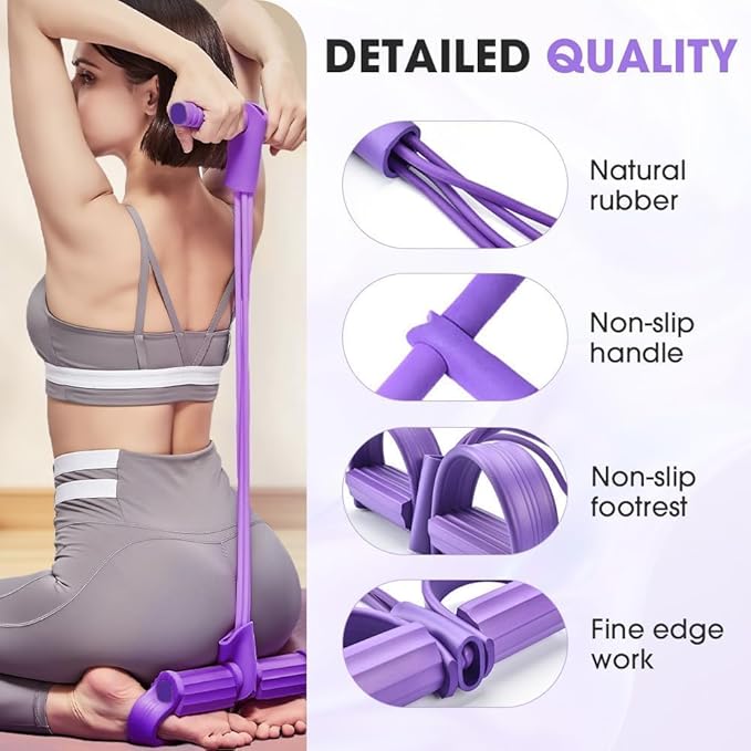 21 Fitness Resistance Bands-6 Tube Pedal Ankle Puller, Multifunction Tension Rope, Natural Latex Fitness Bands for Strength Training, Tummy, Waist, Arm, Leg Slimming, Home Gym Exercise Equipment