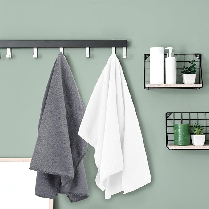 JML Bath Towel, Microfiber Bath Towels Set 6 Pack (30" x 60") - Large Size, Extra Absorbent, Quick Drying, Grey Diamond Embossed