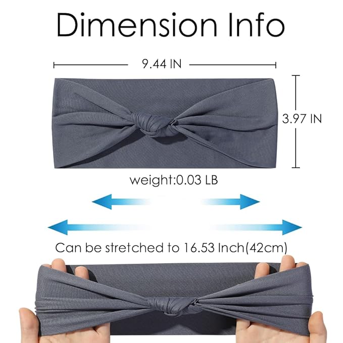 8 Pack Knot Headbands for Women Non Slip Boho Wide Hair Bands Yoga Workout Running Sport Elastic Twist Knotted Headwrap for Girls (C Spring)