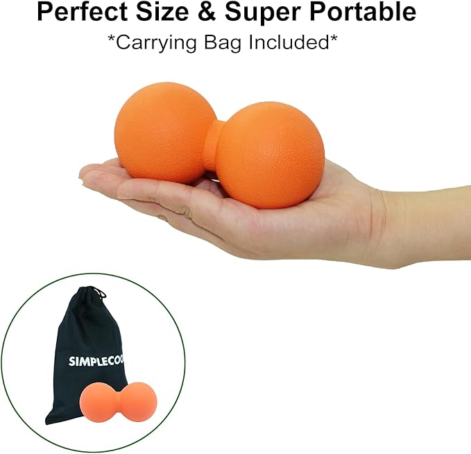 Hard Peanut Massage Ball, Double Lacrosse Massage Ball. Deep Tissue Massager Mobility Roller for Physical Therapy Myofascial Release Trigger Point Muscle Relax Pain Relief Acupressure (Orange)