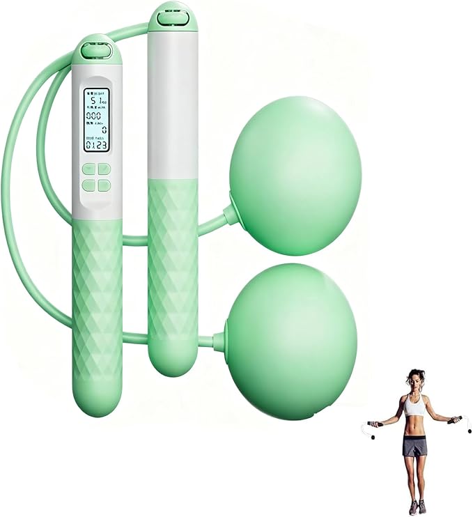 Indicatek Skipping Rope with Counter, Cordless Jump Rope, Smart Weighted Cord with Lcd Display, Adjustable Digital Counting Skipping Tool, Tangle-Free Wireless String for Fitness