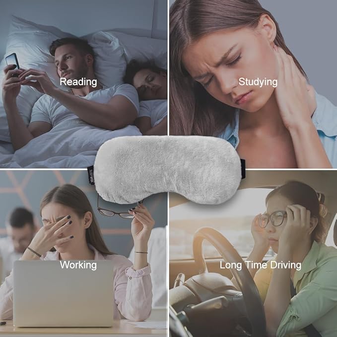 Umisleep Lavender Eye Mask, 0.45 lb Aromatherapy Weighted Eye Mask for Dry Eyes, Sleep Mask for Men Women, Hot Therapy Eye Cover for Compression Pain Relief, Eye Pillow for Puffy Eyes, Sinus Pain-Grey