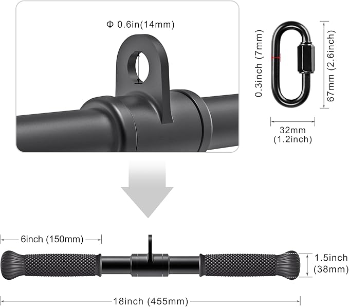 SELEWARE Rotating Straight Bar Cable Machines Attachments for Gym, Pull Down Bar Press Down Bar with Non-Slip Rubber Handle, Universal Attachment for Cable Machines