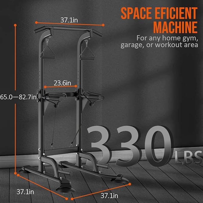Power Tower Pull Up & Dip Station Multi-Function Home Strength Training Fitness Workout Station Height Adjustable