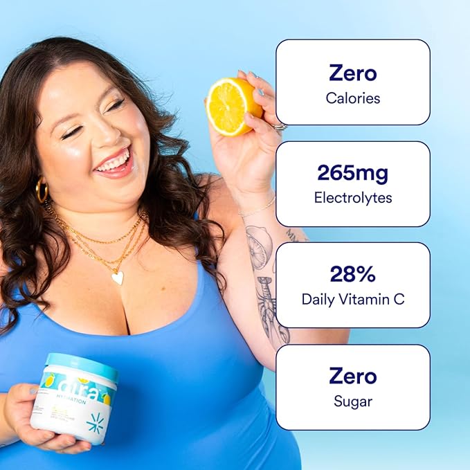 Cira Hydration Powder x Alicia McCarvell's Electrolyte Drink Mix with Himalayan Salt for Dehydration Relief and Recovery - Self Love Lemonade, 45 Servings