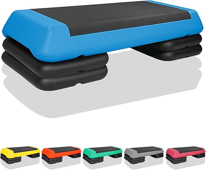 Adjustable Aerobic Stepper Workout Step with 4 Risers Fitness & Exercise Platform Trainer