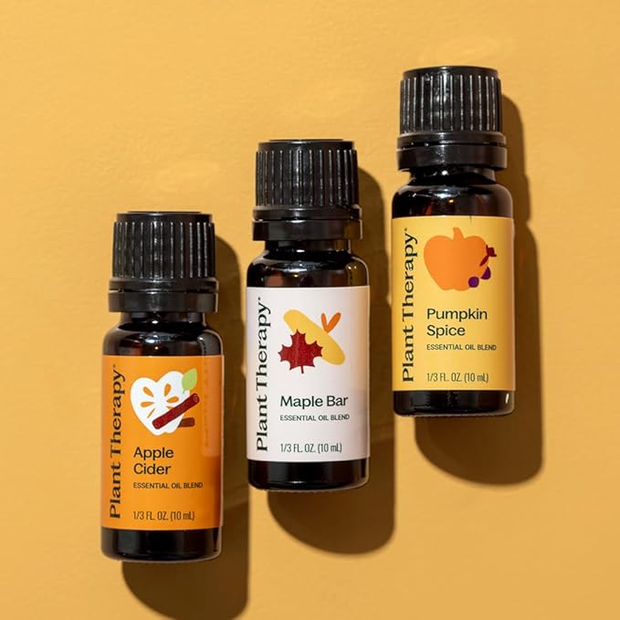 Plant Therapy Pumpkins & Porch Swings Fall Essential Oil Blend Set, Fill Your Home with Cozy, Fall-Inspired Aromas, Three Exclusive & Limited Blends, Cozy Comfort in Every Drop