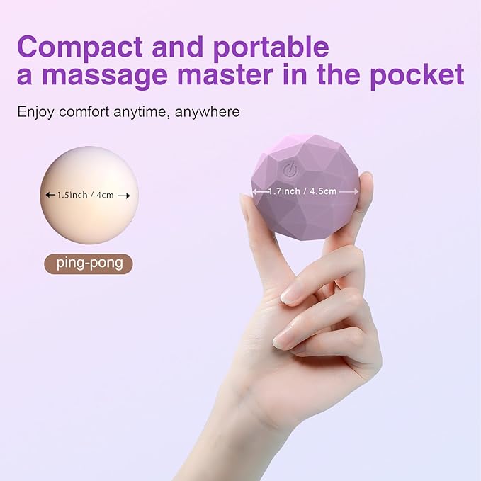 Vibrating Massage Ball with Heat - Portable Physical Therapy for Muscle Relief Up to 120 ¨H Heating Temperature for Myofascial Release and Trigger Point Treatment Mini Size Massage Ball -Purple