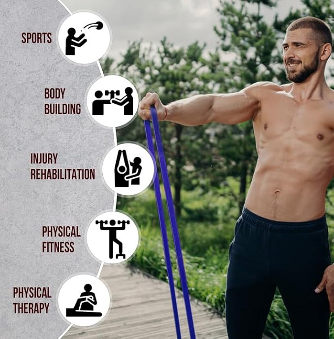 Exercise Resistance Bands for Working Out Set of 5 for Women and Men, Stretch Bands for Exercise, Physical Therapy, Arms Legs Workout, Stretching, Home Fitness