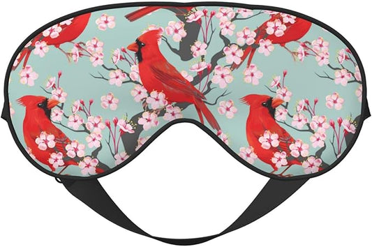 Sleep Eye Mask Cardinal and Bloom Cherry Sleep Mask for Women Men Comfortable Eye Mask with Adjustable Strap Soft Eye Cover Blindfold for Travel Yoga Nap Shift Work