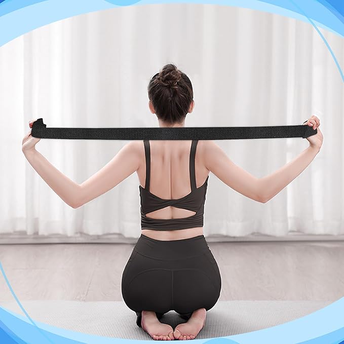 10 Pcs Yoga Strap for Stretching,8 Ft Exercise Adjustable Straps,Yoga Bands with Safe Adjustable D Ring Buckle,Non Elastic Yoga Belt for Pilates Gym Workouts,Physical Therapy,Black