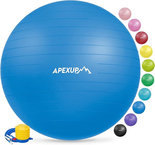 APEXUP Yoga & Pilates Ball - Anti Slip Heavy Duty Gym Ball for Fitness, Balance & Core Workout