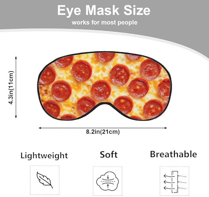 Silk Cheese Pizza Sleep Mask with Adjustable Strap for Travel, Office, Gift