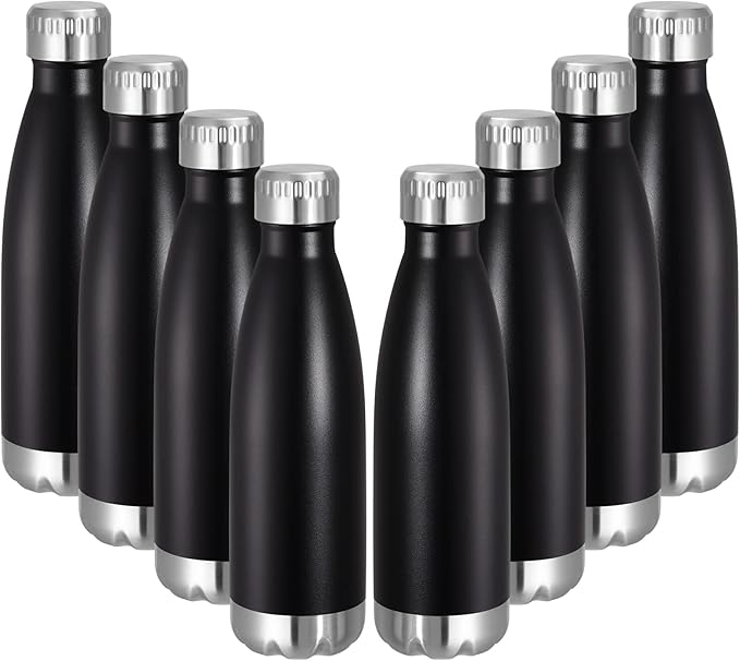 VEGOND 17oz Stainless Steel Water Bottles Bulk, Reusable Metal Sports Water Bottle Keeps Drink Hot and Cold, BPA Free Double Wall Vacuum Cola Shape Insulated Water Bottles for Camping Gym, 8 Pack