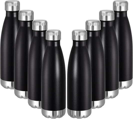 VEGOND 17oz Stainless Steel Water Bottles Bulk, Reusable Metal Sports Water Bottle Keeps Drink Hot and Cold, BPA Free Double Wall Vacuum Cola Shape Insulated Water Bottles for Camping Gym, 8 Pack