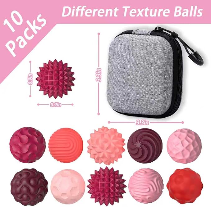 Fidget Toys for Adults Magnetic Balls - 10 Kinds Textured Silicone Magnetic Fidget Balls, Sensory Toys for Autism Anxiety Relief, Stocking Stuffers for Women Men Gift