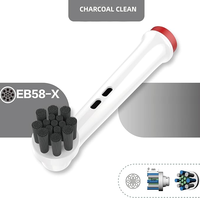 Replacement Toothbrush Heads Compatible with Oral-B Braun Electric Toothbrushes Adults, Black, Bamboo-Charcoal Infused Bristles Refills for Oral B Handles 3756 3757 3744 3765 3709 4729 (16)