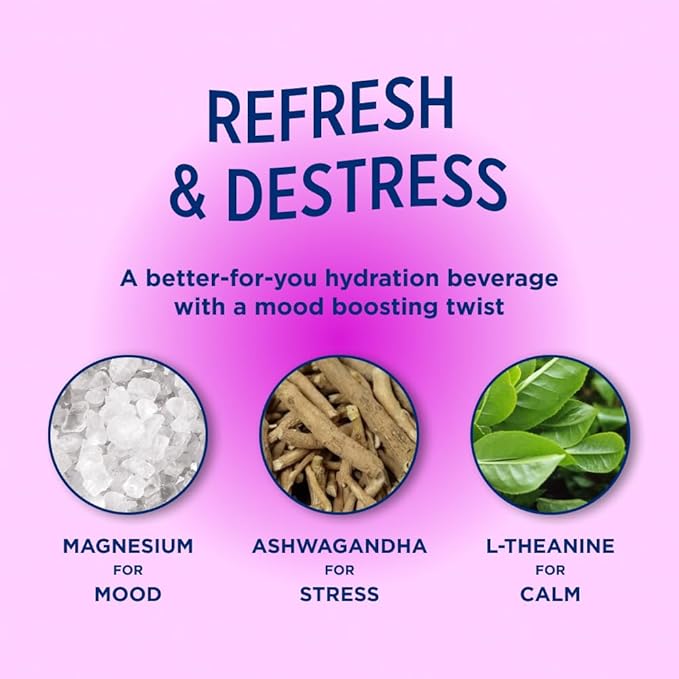 Leisure Hydration Non-Carbonated Electrolyte Refresher, Wild Blueberry Flavor - Low Sugar Nutrient Enhanced Water Beverage - Get The Best Hydration Packed w/ Magnesium & Ashwagandha For Mood & Stress Support, Non-GMO, 16 oz (12-Cans)